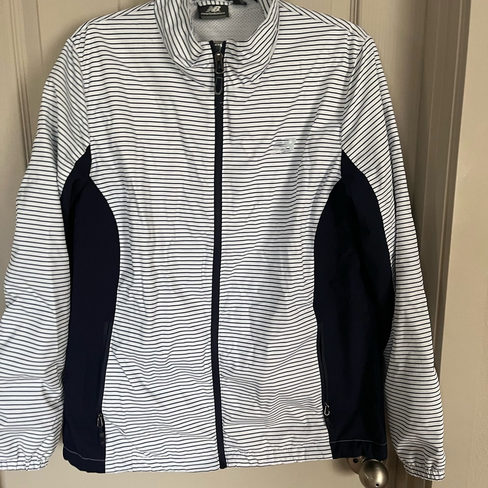 New Balance White Jacket with Navy Pinstripes